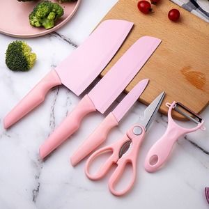 💝 PINK CERAMIC KITCHEN KNIFE SET (6 PIECE) CUTE STAINLESS STEEL